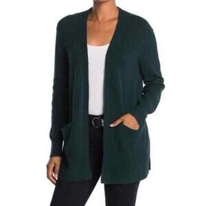 Madewell Kent Wool Alpaca Open Front Cardigan Forest Green Pockets Size Small